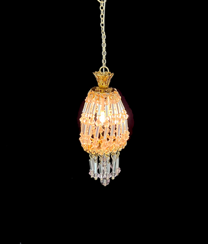 Medium Hanging Chandelier with Pink Swarovski Crystals, Style C