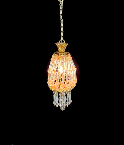 Medium Hanging Chandelier with Pink Swarovski Crystals, Style C On Sale -20%