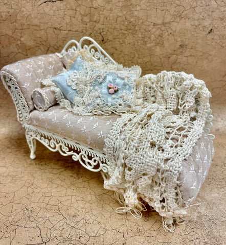 Chaise, Metal Wicker and Lace by Serena Johnson