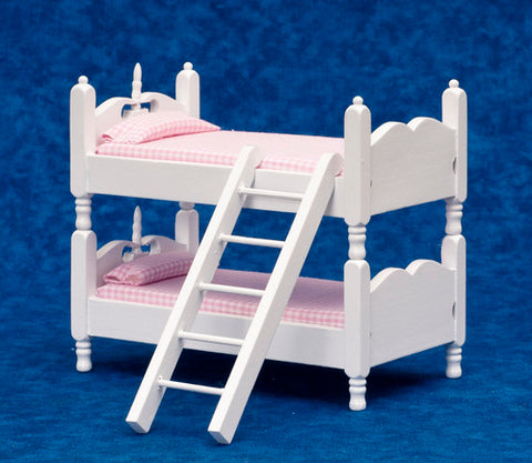 Bunk Bed, White with Pink Check