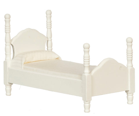 Twin Bed, White, Narrow