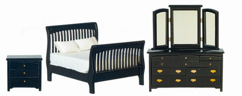 Slat Bedroom, Three Piece Set, Black