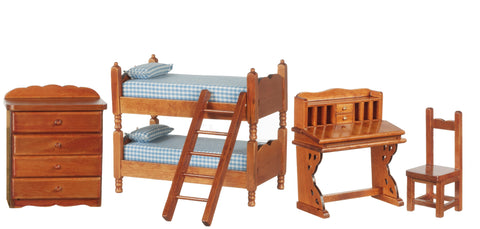 Bunk Bed Room, Blue and Walnut