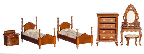 6 Piece Twin Bedroom Set, Walnut ON SPECIAL