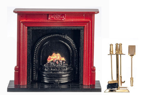 Fireplace and Accessory Set, Mahogany