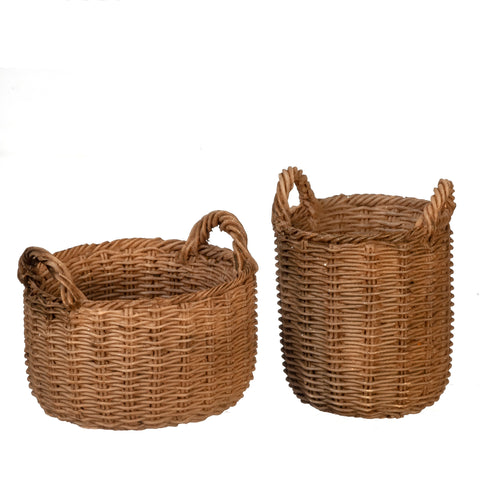 Baskets, Set of Two, Round, Woven Resin