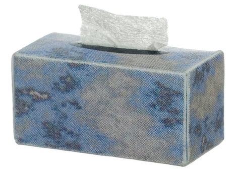 Facial Tissue Box, Blue and Silver