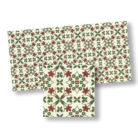 Mosaic Floor Tile Sheet, Green and Red