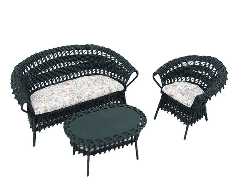 Wicker Furniture Set, Three Piece, Green
