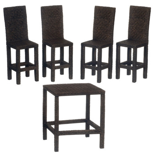Wicker Pub Table Set Dollhouse Junction