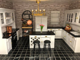 Four Piece Kitchen Set, White with Black