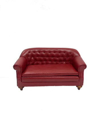 Red Leather Club Sofa