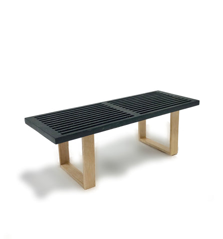 Oak & Black Contemporary Bench, Style 2