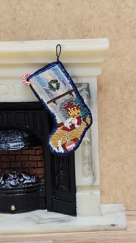 Cozy Firdeside Christmas Stocking by Sherredawn Miniatures