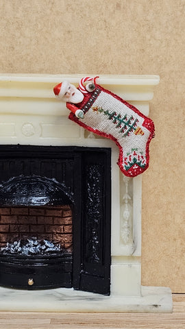 Santa Doll in Christmas Tree Stocking by Sherredawn Miniatures