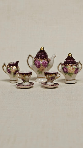 Burgundy Rose Tea Service by Marsha Hedrick