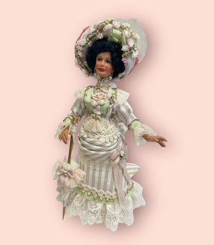 Artisan Doll, Beige, Soft Pink and Green Gown