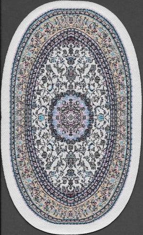 Oval Turkish Woven Area Rug, 5.5" x 3.5", Pastels