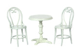 Patio Set, Three Piece Table and Chairs, Metal, White