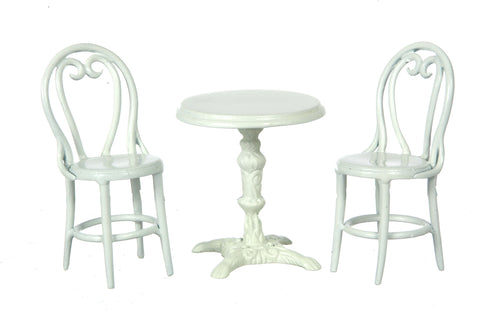 Patio Set, Three Piece Table and Chairs, Metal, White