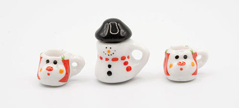 Ceramic Christmas Mugs, Set of Three