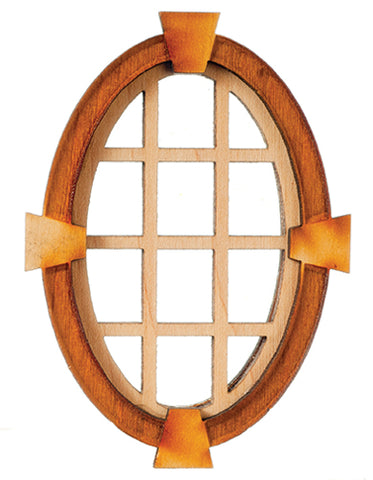 Oval Window with Keystones and Cross Hatch Panes