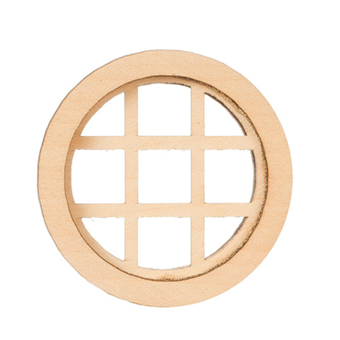 A 1:12 miniature scae round circle window ith cross panes, unfinished