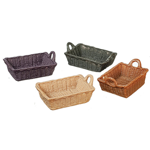 Rectangular "Wicker" Baskets, Set of Four