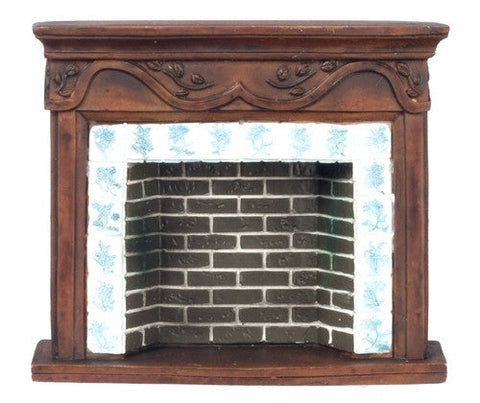 Fireplace, Brown Resin with Blue and White Delft Tile ON SPECIAL