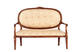 Three Piece Mirror Back Settee and Chairs, Cream and New Walnut, LIMITED STOCK