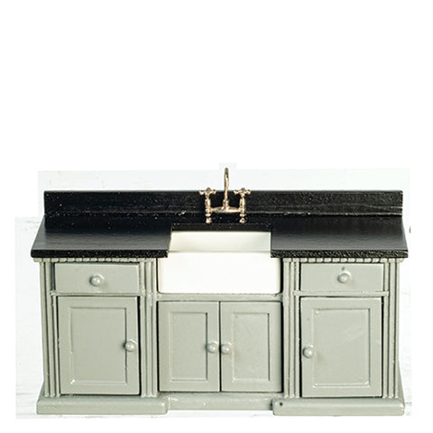 Kitchen Sink with Farm Style Basin, Grey and Black