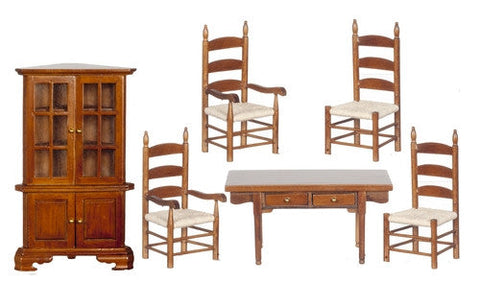 Dining Room Set with Corner Cupboard, Six Piece, Walnut LAST ONE