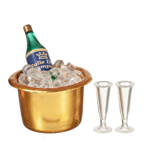 Bucket of Champagne on Ice with pair of Glasses