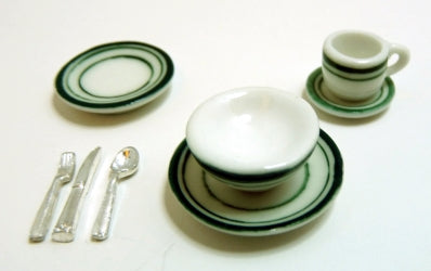 Green Dinner Set with Silverware