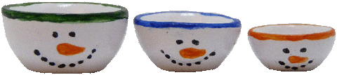 Bowls with Snowman Faces, Set of Three