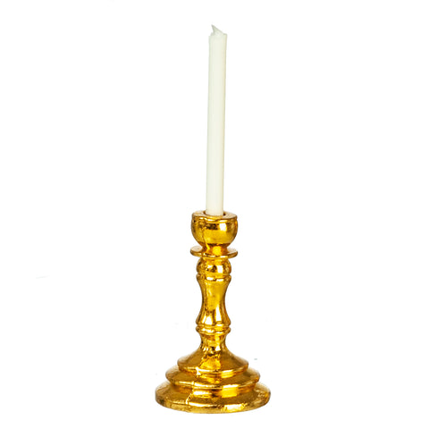 Brass Candlestick with White Candle