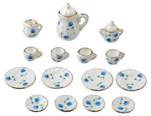 Table Set, 17pc, Blue and White Pattern, LIMITED STOCK