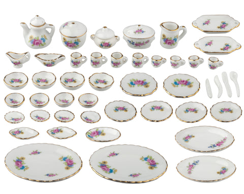50 Piece Dinner Set, Rose Pattern
