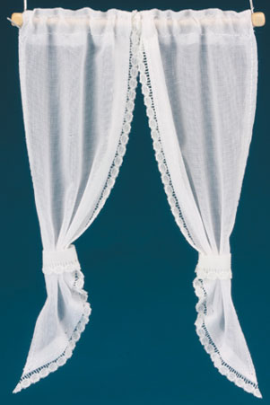 Demi Curtain with Tie Back, White