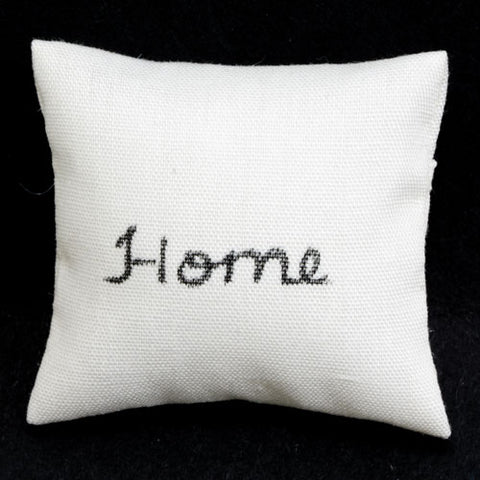Ecru Pillow with Black Writing, Home