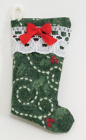 Christmas Stocking, Green with Hearts
