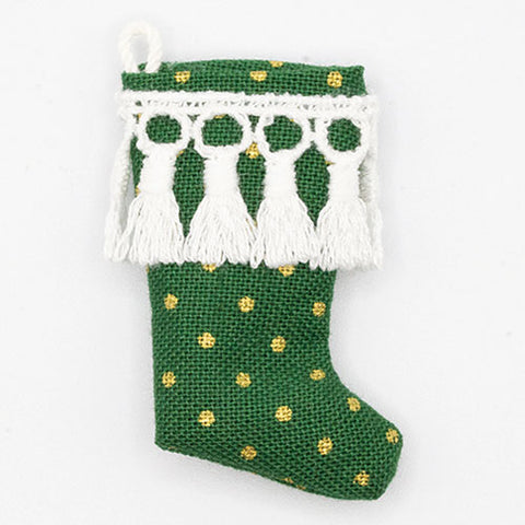 Christmas Stocking, Green with Gold Dots