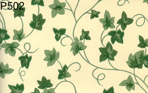Prepasted Wallpaper, Green Ivy on Cream