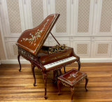 Bespaq Baby Grande Piano, New Walnut, Hand Painted