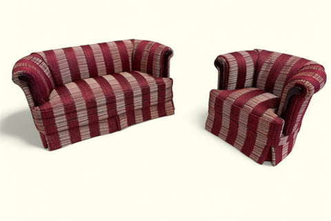 Bespaq 2 Piece Living Room Set, Red and Beige Stripe