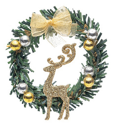 Christmas Wreath with Gold Deer