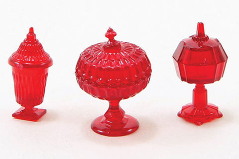 Candy Dish Set, Red Glassware