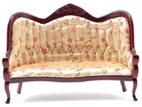 1/12 Scale Dollhouse Victorian Sofa in Mahogany and Floral fabric