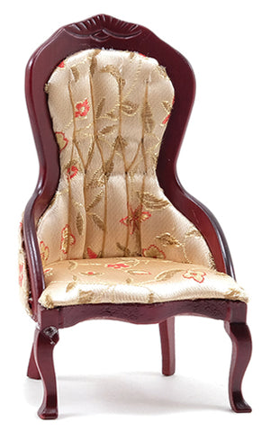 1/12 Scale dollhouse Victorian Ladies chair in Mahogany and floral fabric