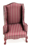 Wing Chair with Maroon Stripe Fabric